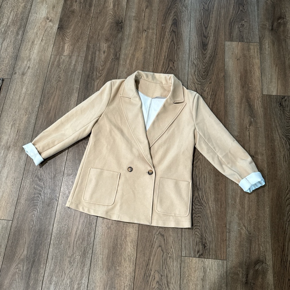 Tan Double-Breasted Blazer